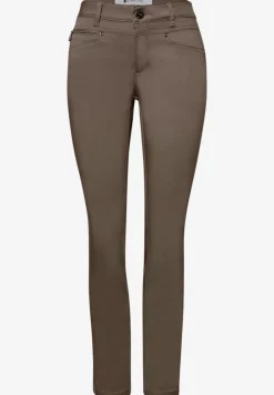Mid Waist Slim Leg Hose im Satin-Look
