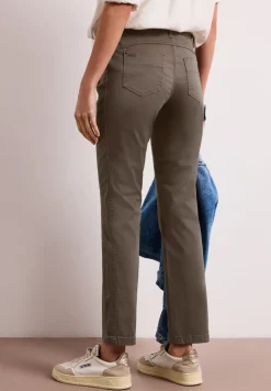 Mid Waist Slim Leg Hose im Satin-Look