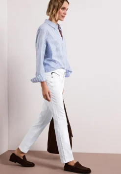 Mid Waist Slim Leg Hose im Satin-Look