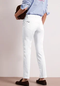 Mid Waist Slim Leg Hose im Satin-Look