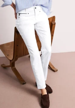 Mid Waist Slim Leg Hose im Satin-Look