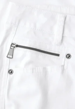 Mid Waist Slim Leg Hose im Satin-Look