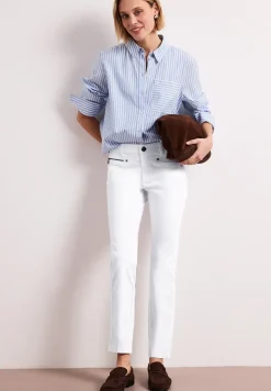 Mid Waist Slim Leg Hose im Satin-Look