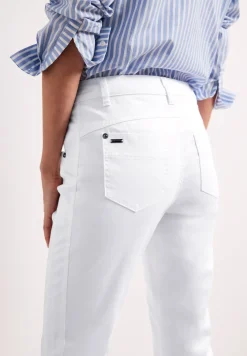 Mid Waist Slim Leg Hose im Satin-Look