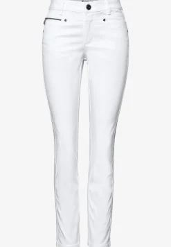 Mid Waist Slim Leg Hose im Satin-Look