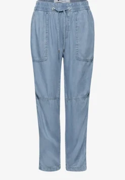 Mid Waist Slim Leg Hose im Washed-Look
