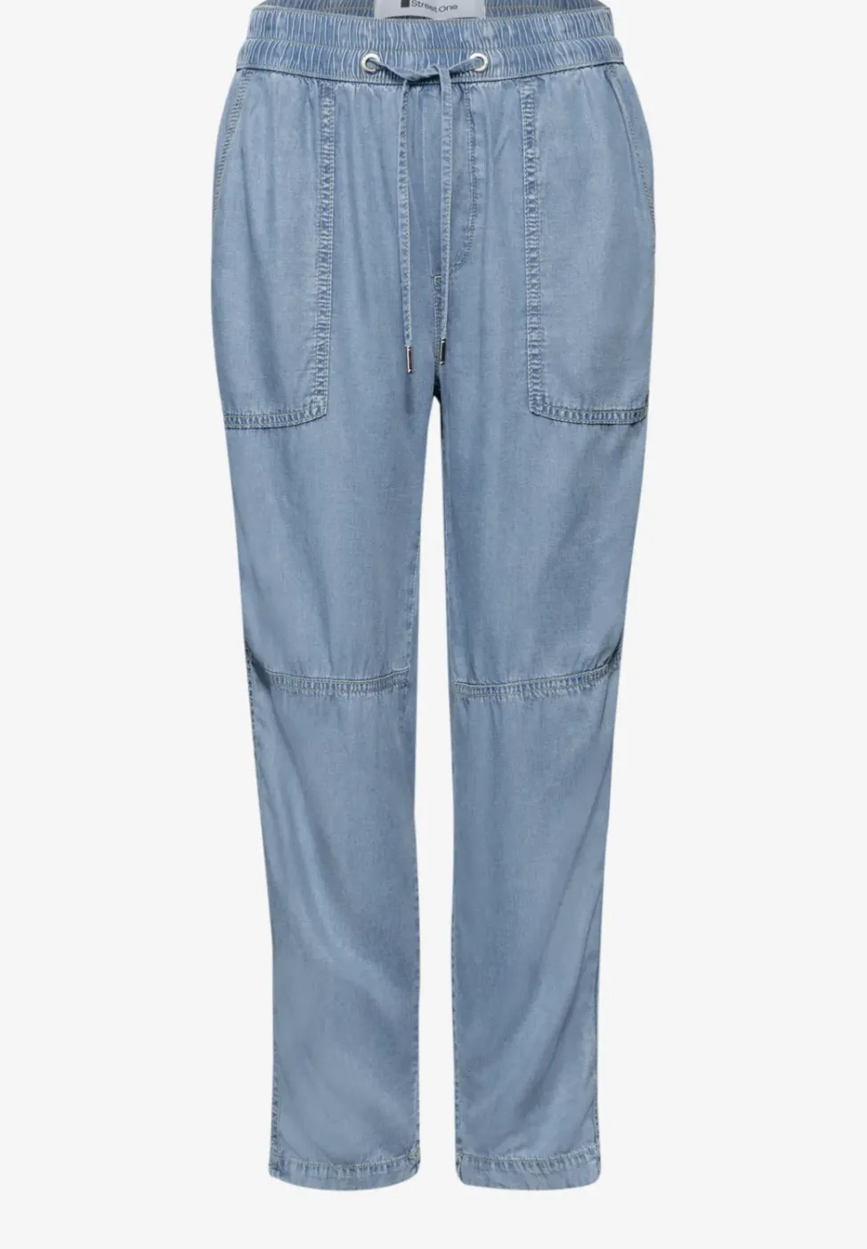 Mid Waist Slim Leg Hose im Washed-Look