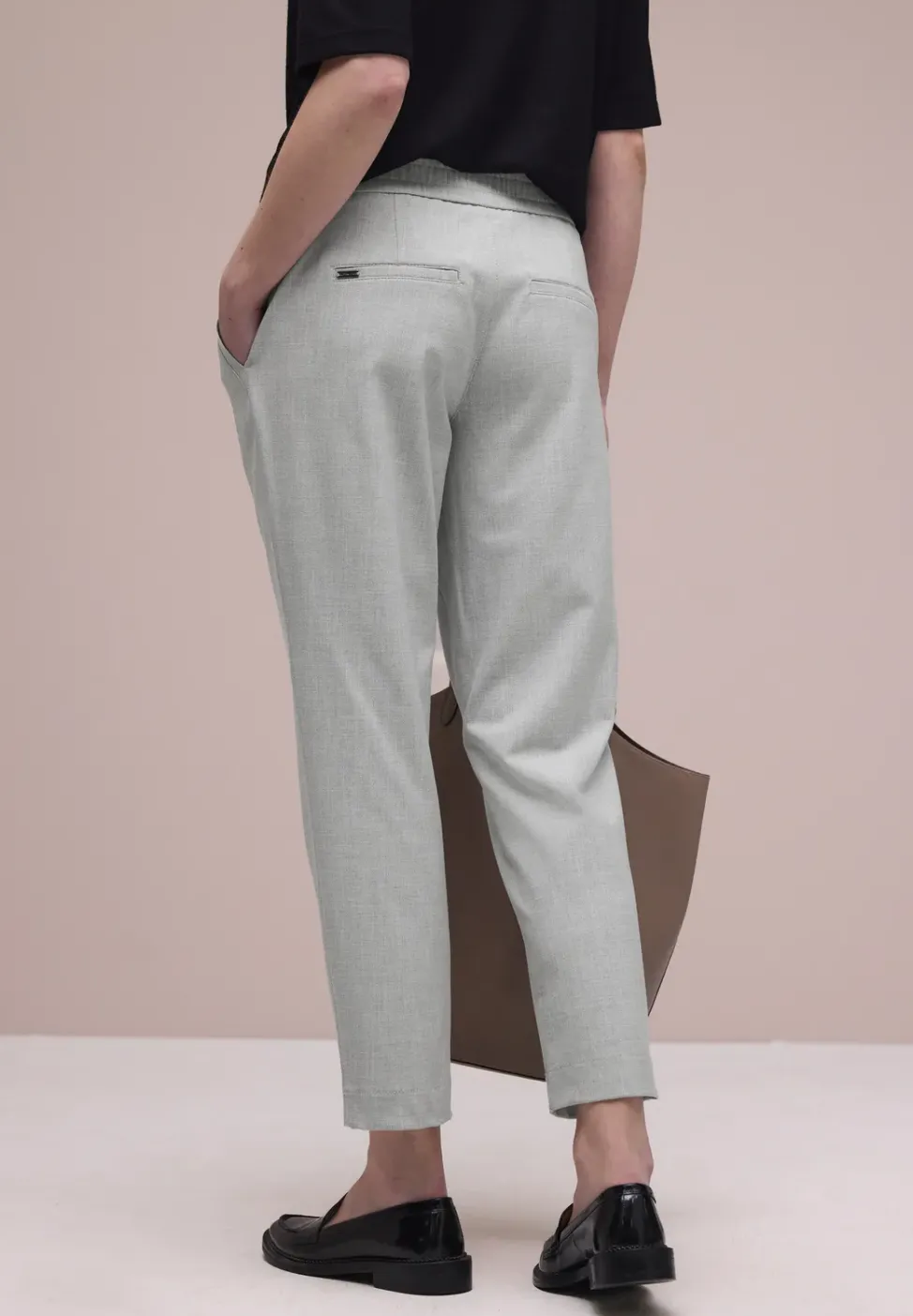 Mid Waist Slim Leg Hose mit Schnalle