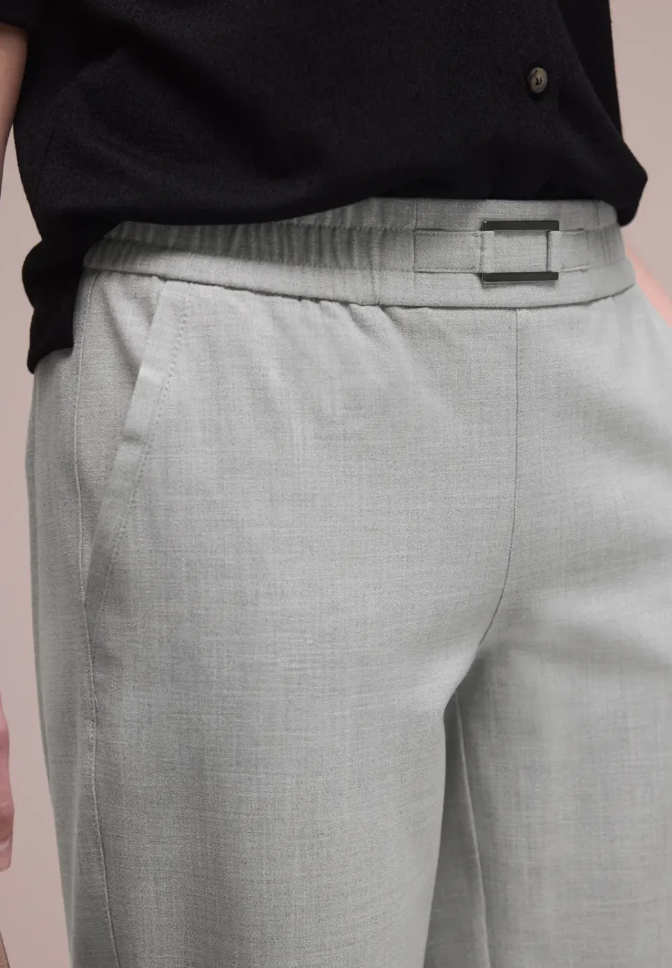 Mid Waist Slim Leg Hose mit Schnalle
