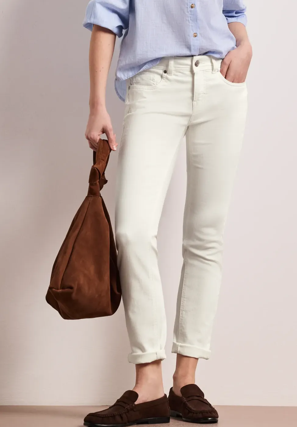 Mid Waist Slim Leg Jeans im Casual Fit