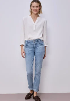 Mid Waist Slim Leg Jeans mit Turn-Up