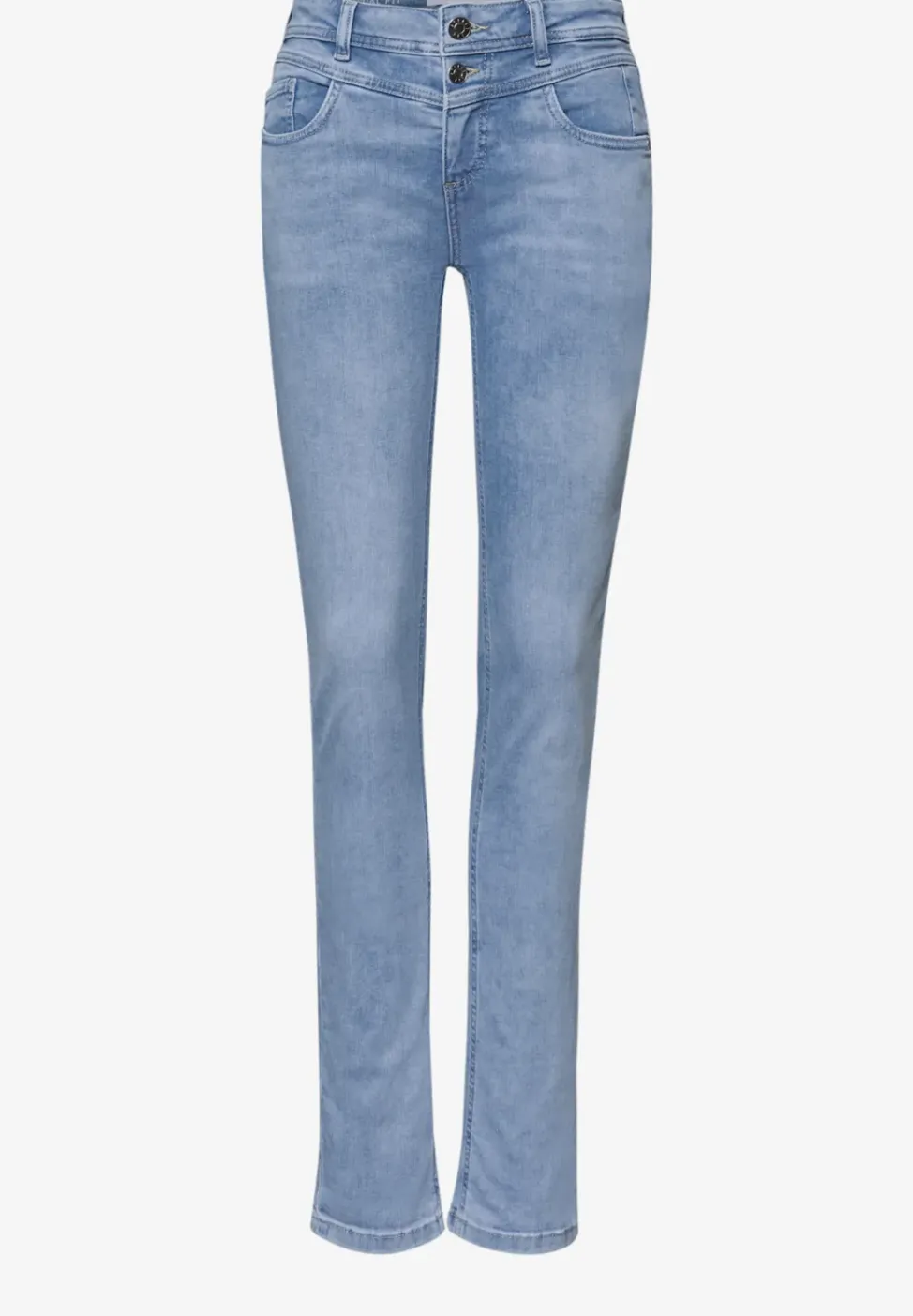 Mid Waist Slim Leg Jeans mit Turn-Up