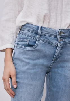 Mid Waist Slim Leg Jeans mit Turn-Up