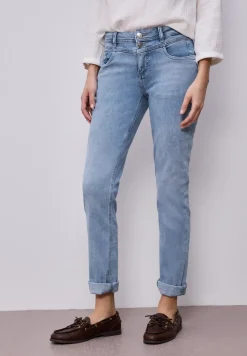 Mid Waist Slim Leg Jeans mit Turn-Up