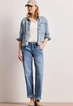 Mid Waist Straight Leg Jeans im Casual Fit
