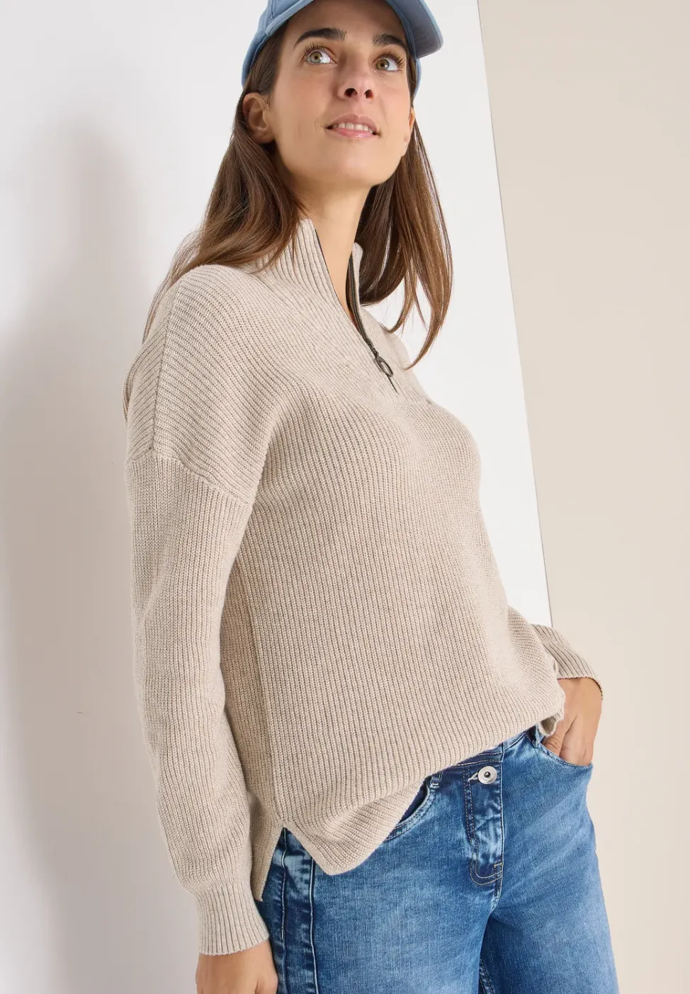Mouliné Pullover mit Troyer