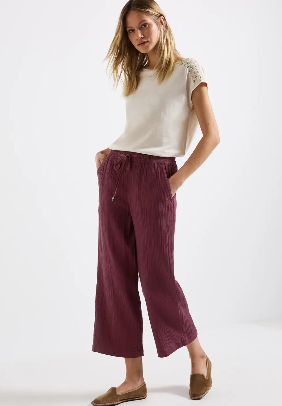 Musselin Wide Leg Hose