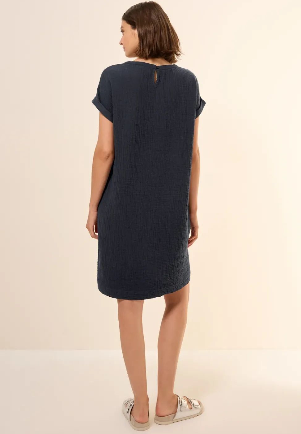Musselin-Kleid in Unifarbe