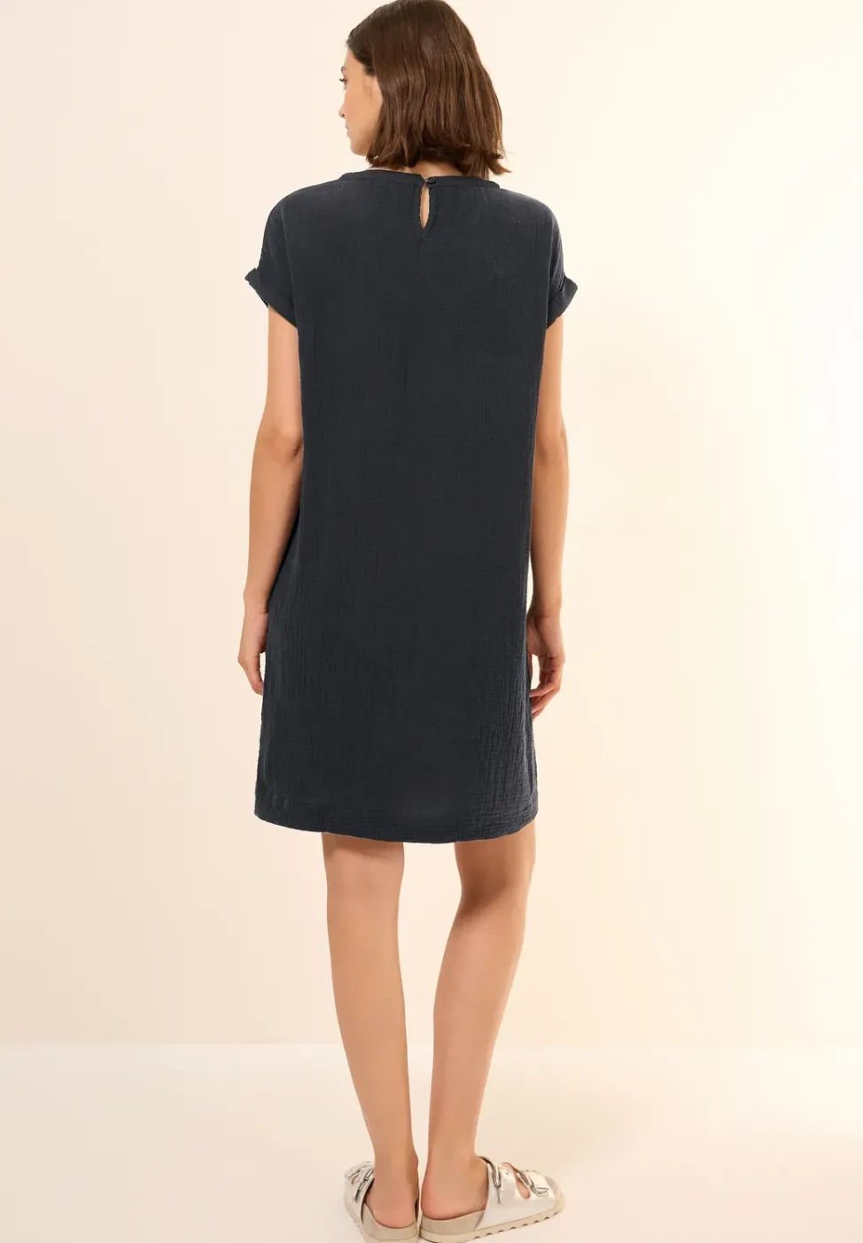 Musselin-Kleid in Unifarbe