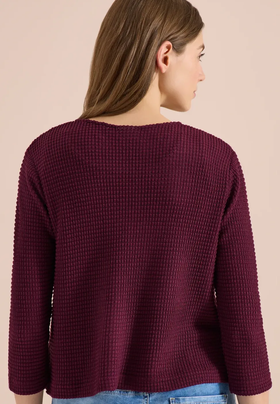 Offene 3/4-Arm Jacke im Ajour-Look
