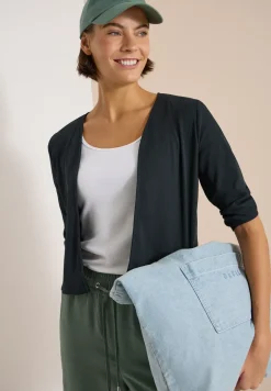 Offene 3/4-Arm Jacke in Rippstruktur