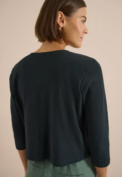 Offene 3/4-Arm Jacke in Rippstruktur