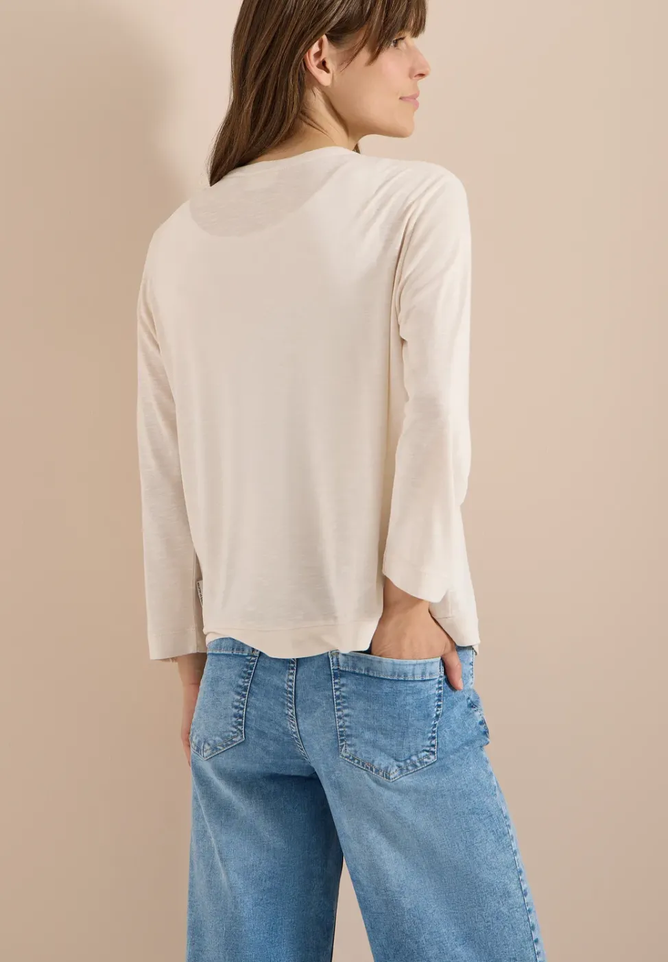 Offene Jacke in Unifarbe mit 3/4-Arm