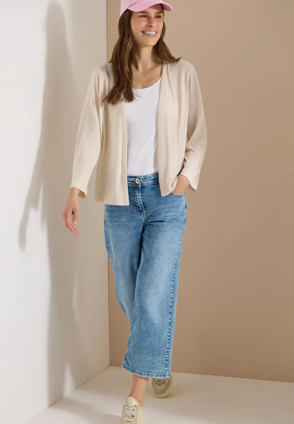 Offene Jacke in Unifarbe mit 3/4-Arm