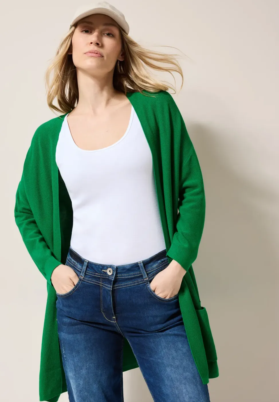 Offener Feinstrick Cardigan