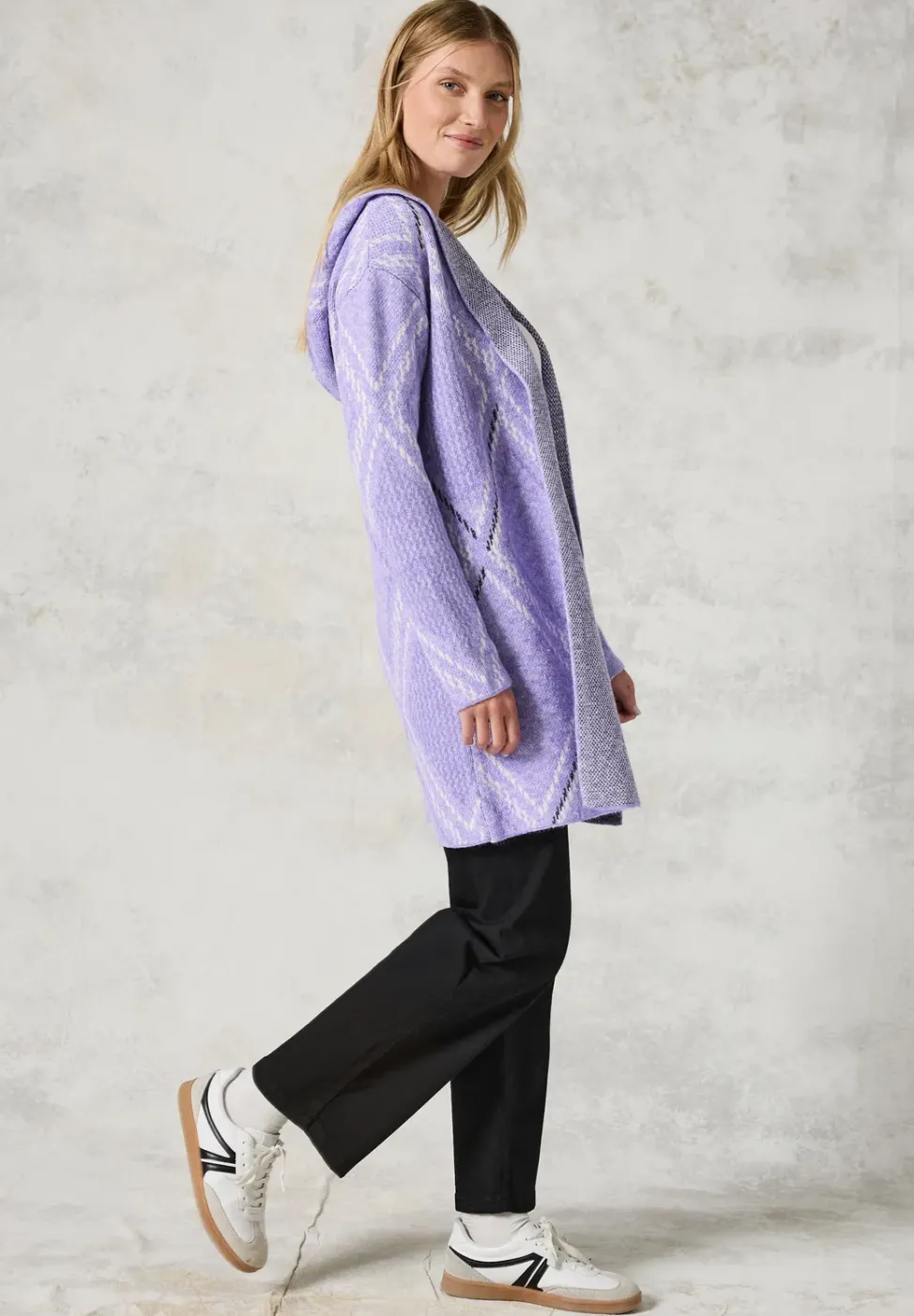 Offener Cardigan mit Kapuze