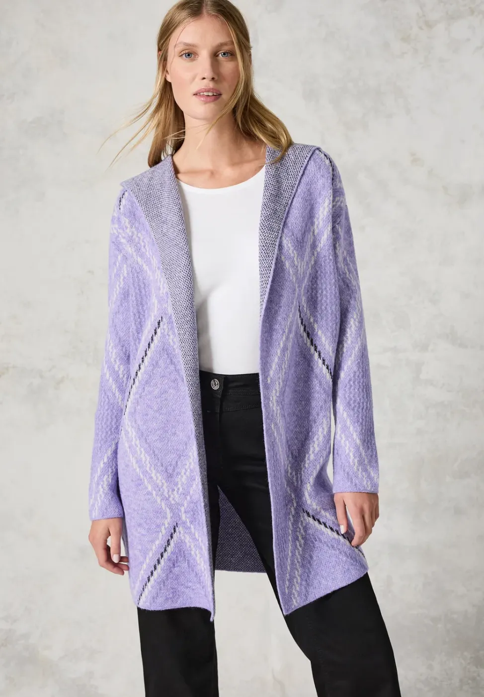 Offener Cardigan mit Kapuze