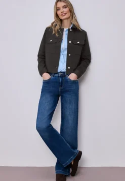 Overshirt im Slik-Look mit Knopfleiste