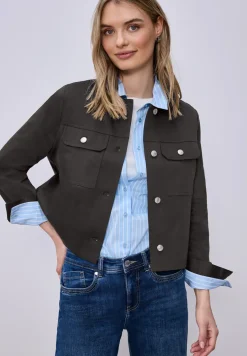 Overshirt im Slik-Look mit Knopfleiste
