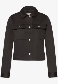 Overshirt im Slik-Look mit Knopfleiste