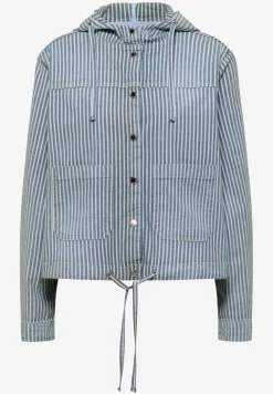 Overshirt mit Kapuze und Streifen