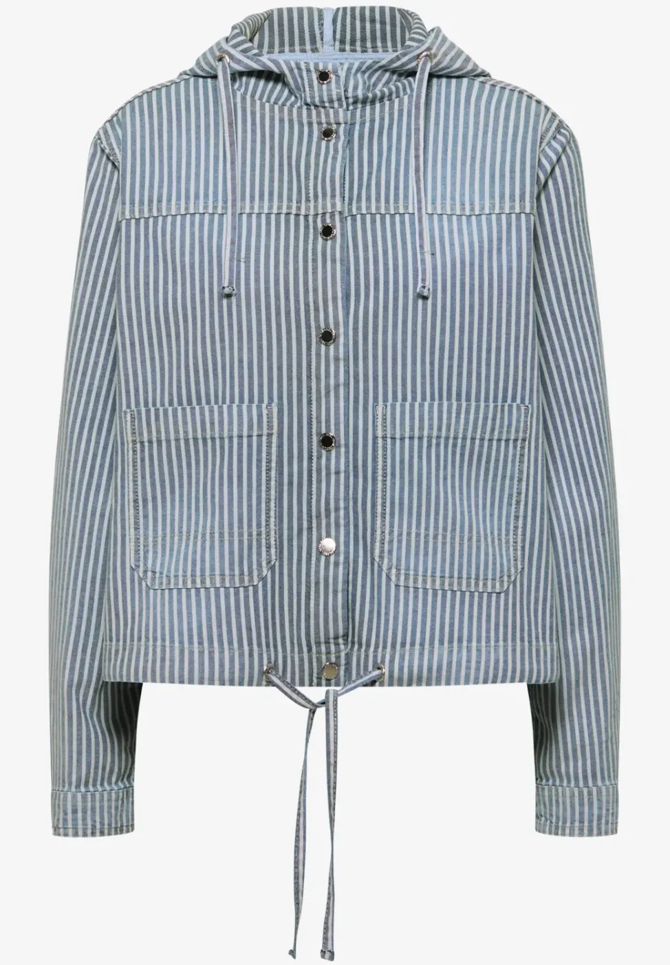 Overshirt mit Kapuze und Streifen