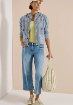 Overshirt mit Kapuze und Streifen