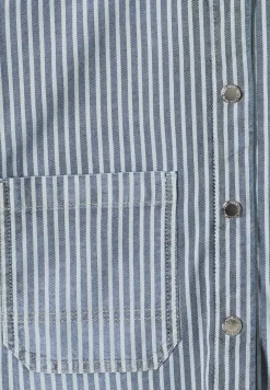 Overshirt mit Kapuze und Streifen