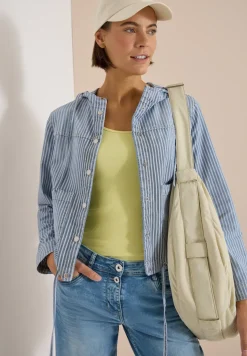 Overshirt mit Kapuze und Streifen