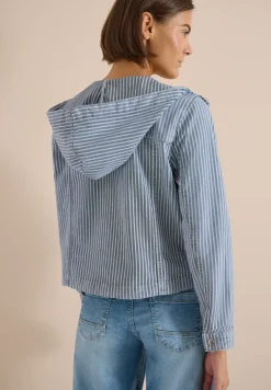 Overshirt mit Kapuze und Streifen