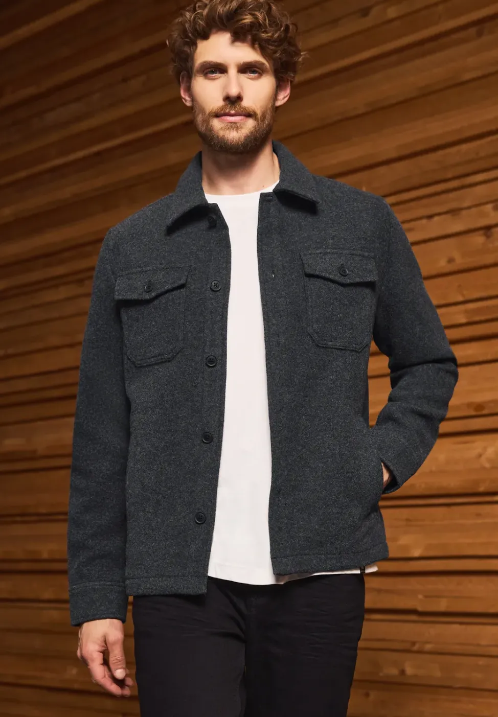 Overshirt mit Wollanteil