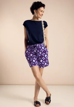 Paperbag Shorts mit Print