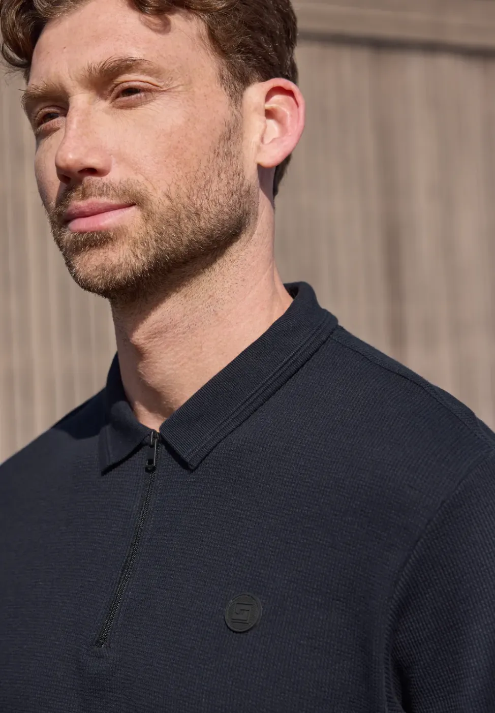 Poloshirt mit Zipper und Struktur