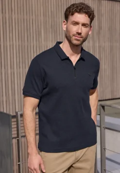 Poloshirt mit Zipper und Struktur