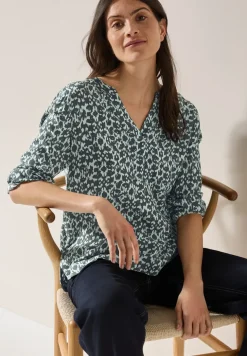 Print-Bluse mit Glitzer