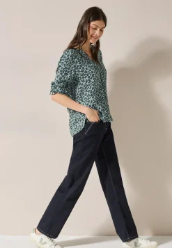 Print-Bluse mit Glitzer