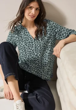Print-Bluse mit Glitzer