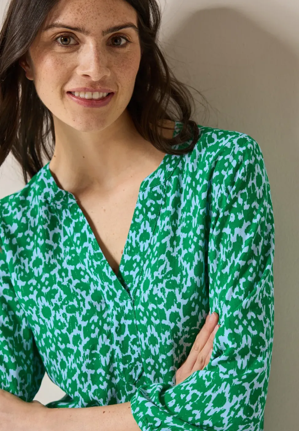 Print-Bluse mit Glitzer