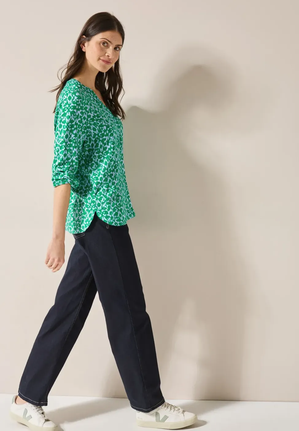 Print-Bluse mit Glitzer