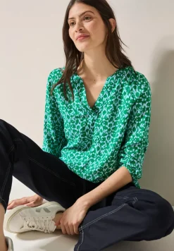 Print-Bluse mit Glitzer